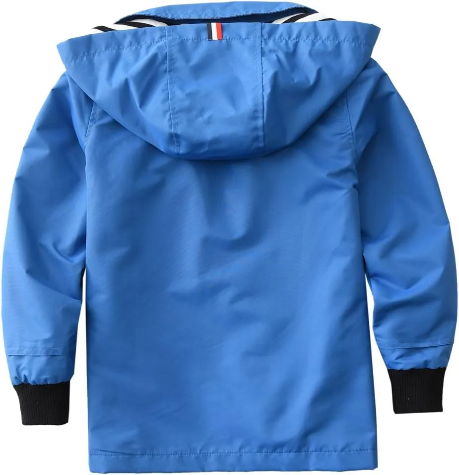 M2C Boys Girls Hooded Cotton Lined Rain Jacket Light Windbreaker