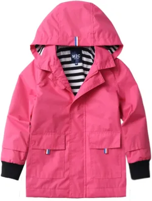 M2C Boys Girls Hooded Cotton Lined Rain Jacket Light Windbreaker