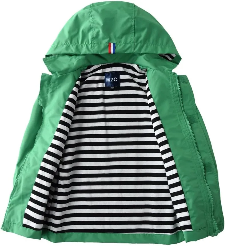 M2C Boys Girls Hooded Cotton Lined Rain Jacket Light Windbreaker