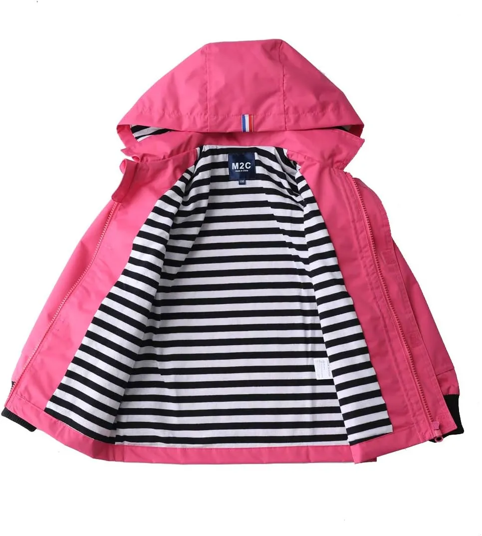 M2C Boys Girls Hooded Cotton Lined Rain Jacket Light Windbreaker