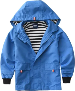 M2C Boys Girls Hooded Cotton Lined Rain Jacket Light Windbreaker