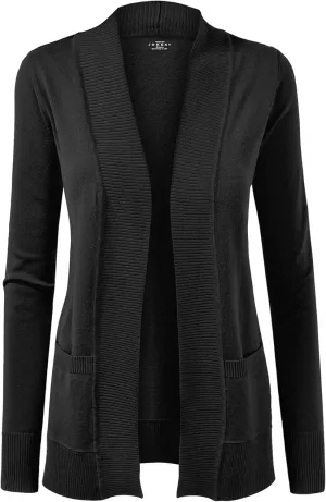 Made By Johnny Women's Open Front Casual Long Sleeve Knit Classic Sweaters Cardigan with Pockets