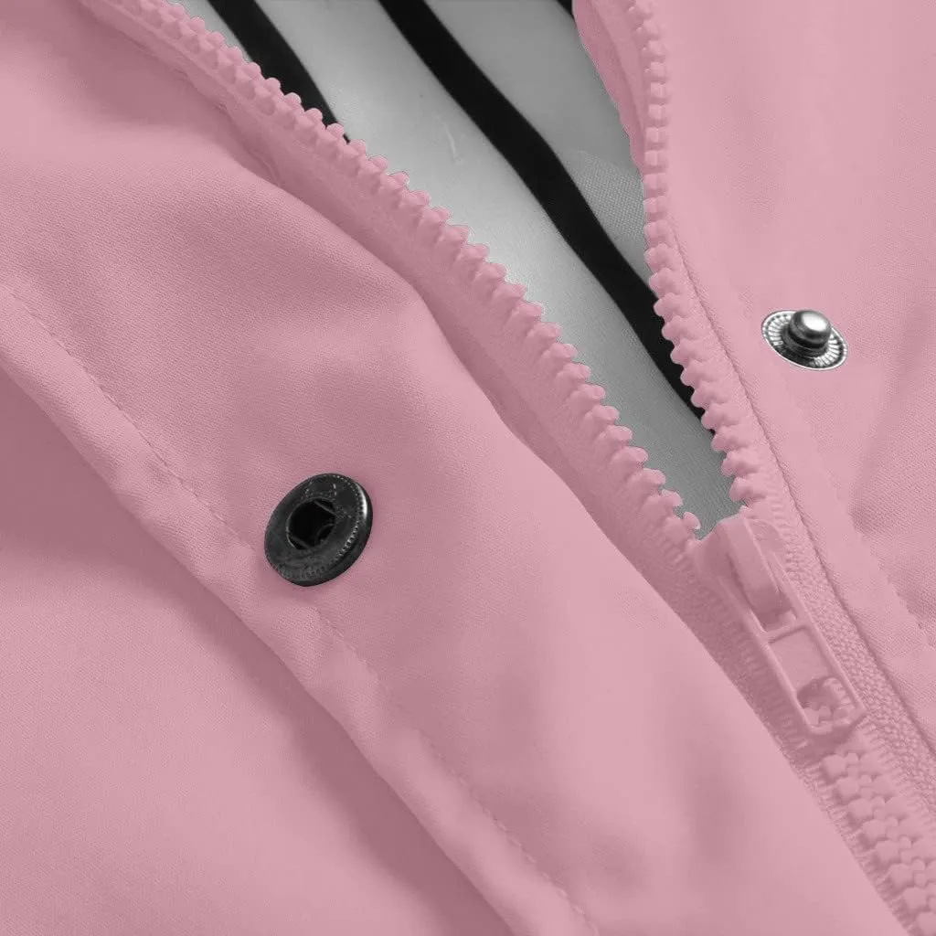 maisdgop Raincoats for Women Waterproof Long Hooded Trench Coats Winter Fall Travel Hiking Windbreaker Outerwear With Hooded
