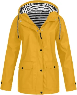 maisdgop Raincoats for Women Waterproof Long Hooded Trench Coats Winter Fall Travel Hiking Windbreaker Outerwear With Hooded