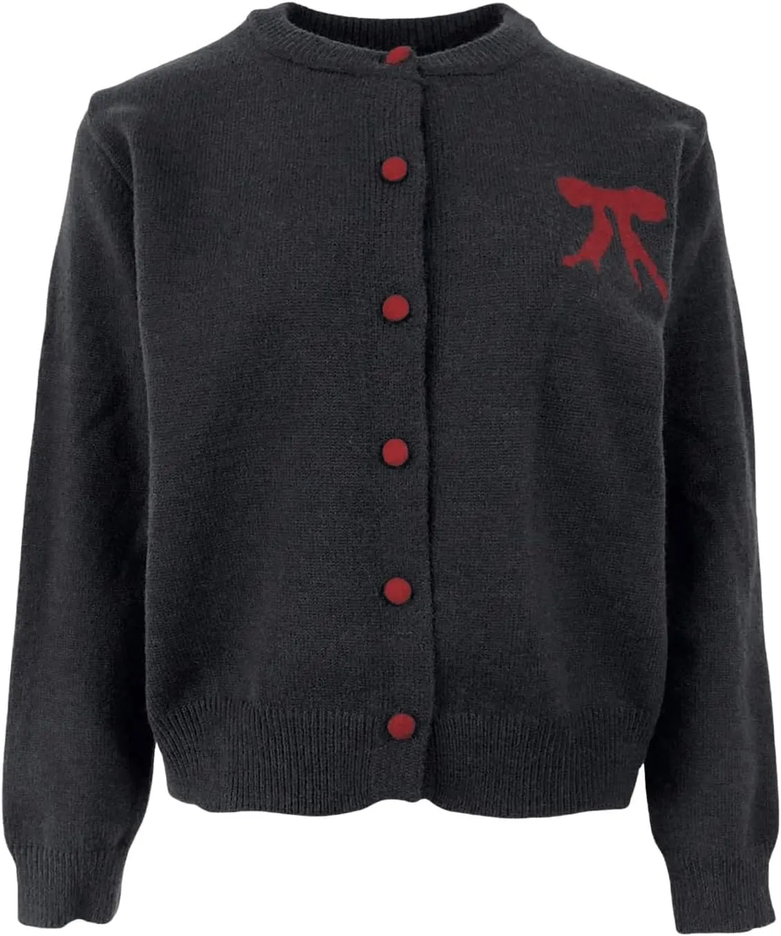 MakeMeChic Women's Bow Sweater Crew Neck Button Down Long Sleeve Cute Lightweight Cardigan Sweaters Knitwear