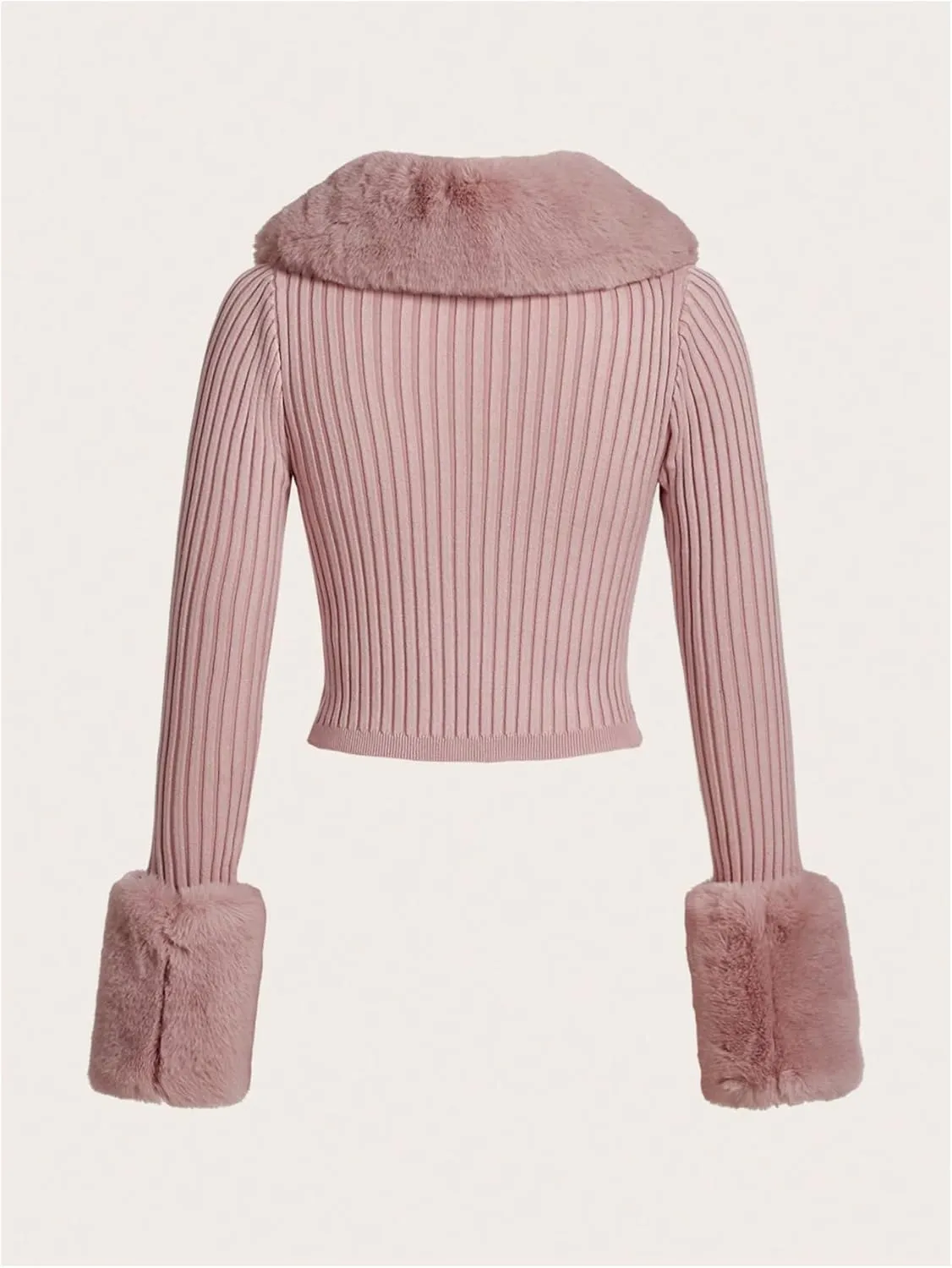 MakeMeChic Women's Christmas Sweaters Faux Fur Button Down Long Sleeve Fuzzy Rib Knit Cardigan Sweater