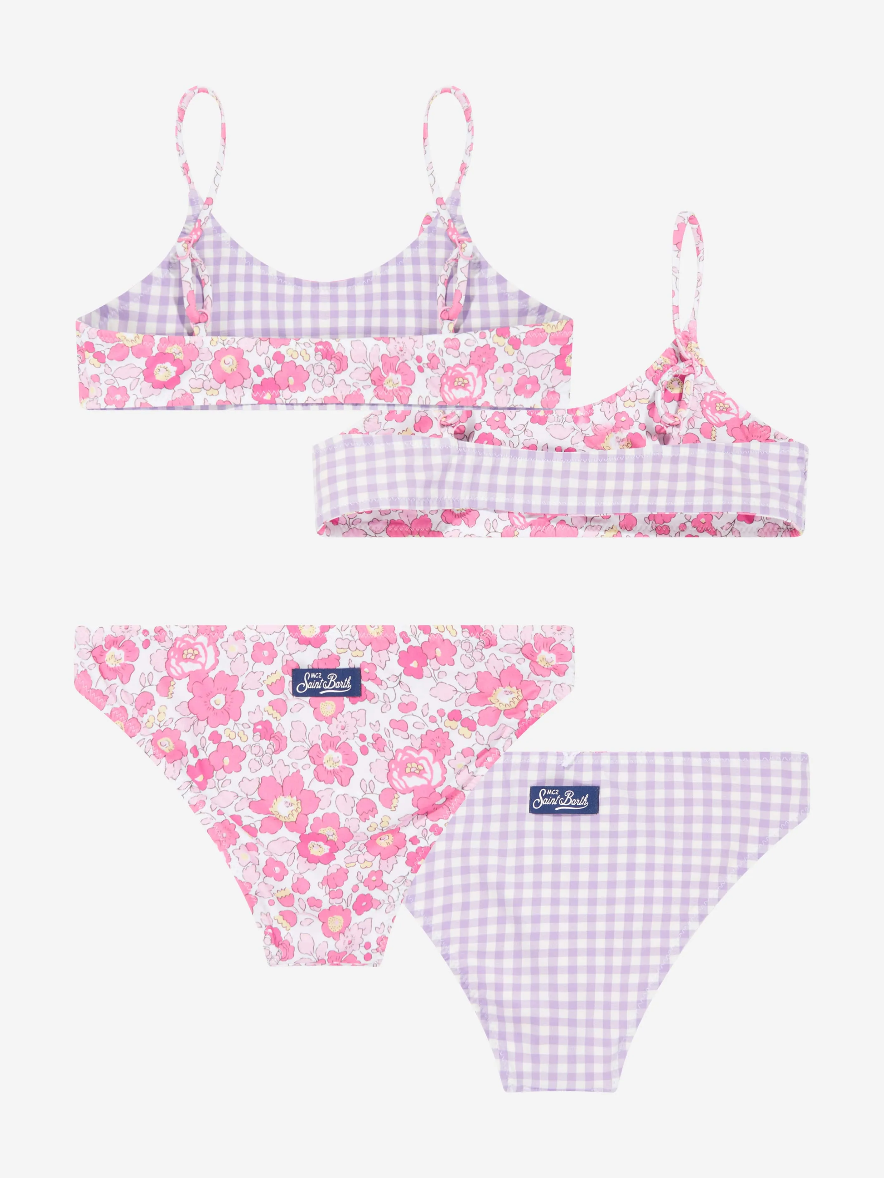 MC2 Saint Barth Girls Reversible Bralette Bikini in Pink