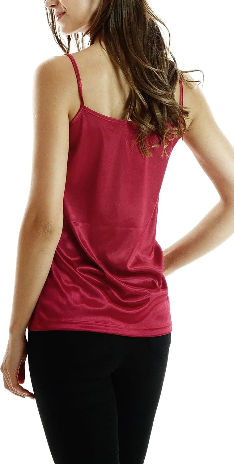 MELODY Women Basic Silky Satin Camisole Chemise Full Slip nightgown sleepwear- Under Sheer Sweater, Dress, Tunic