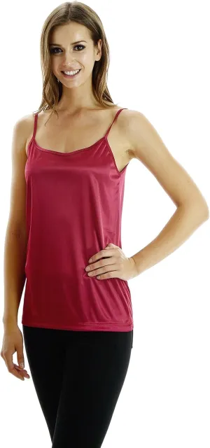 MELODY Women Basic Silky Satin Camisole Chemise Full Slip nightgown sleepwear- Under Sheer Sweater, Dress, Tunic