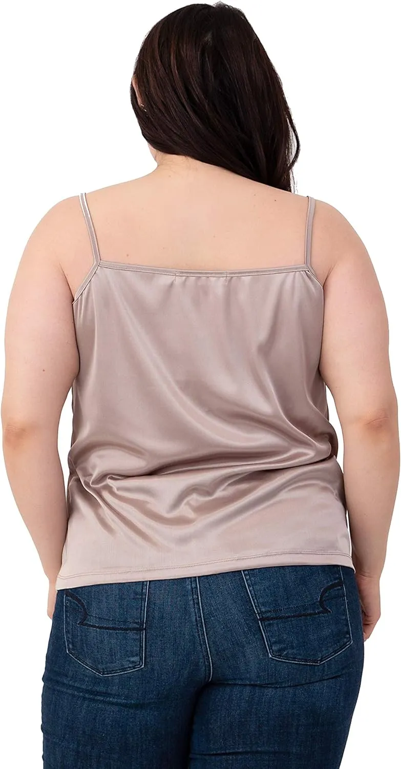MELODY Women Basic Silky Satin Camisole Chemise Full Slip nightgown sleepwear- Under Sheer Sweater, Dress, Tunic