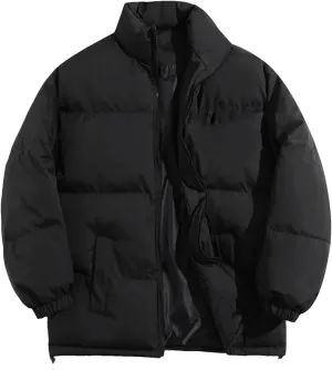 Men Cotton Padded Warm Parkas Winter Stand Collar Waterproof Mens Jacket Puffer Coat