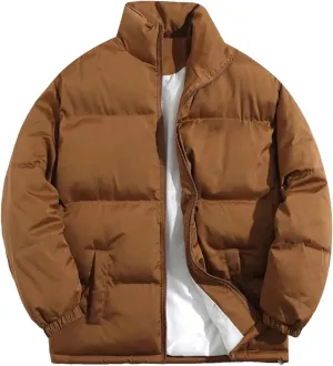 Men Cotton Padded Warm Parkas Winter Stand Collar Waterproof Mens Jacket Puffer Coat