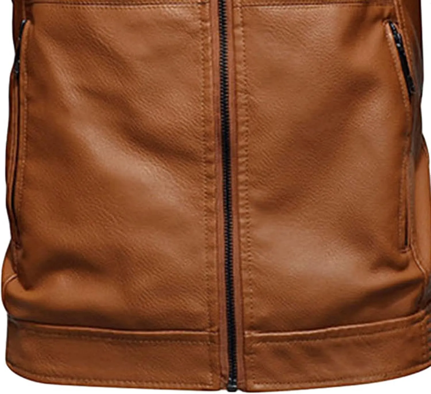 Men Faux Leather Jacket Motorcycle Jacket Casual Waterproof Windproof Pu Moto Coat Vintage Bomber Hoodie With Hood