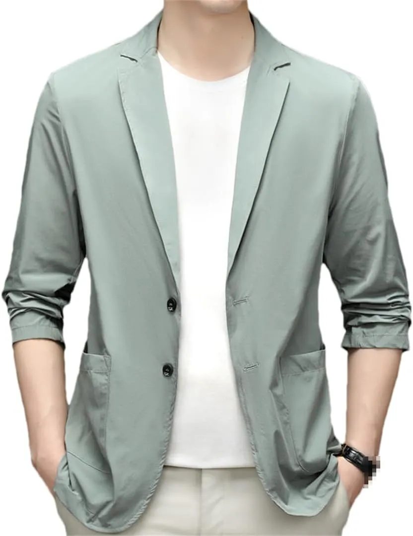 Men Ice Silk Lightweight Spring And Summer Thin Coat Mens Blazer Jacket