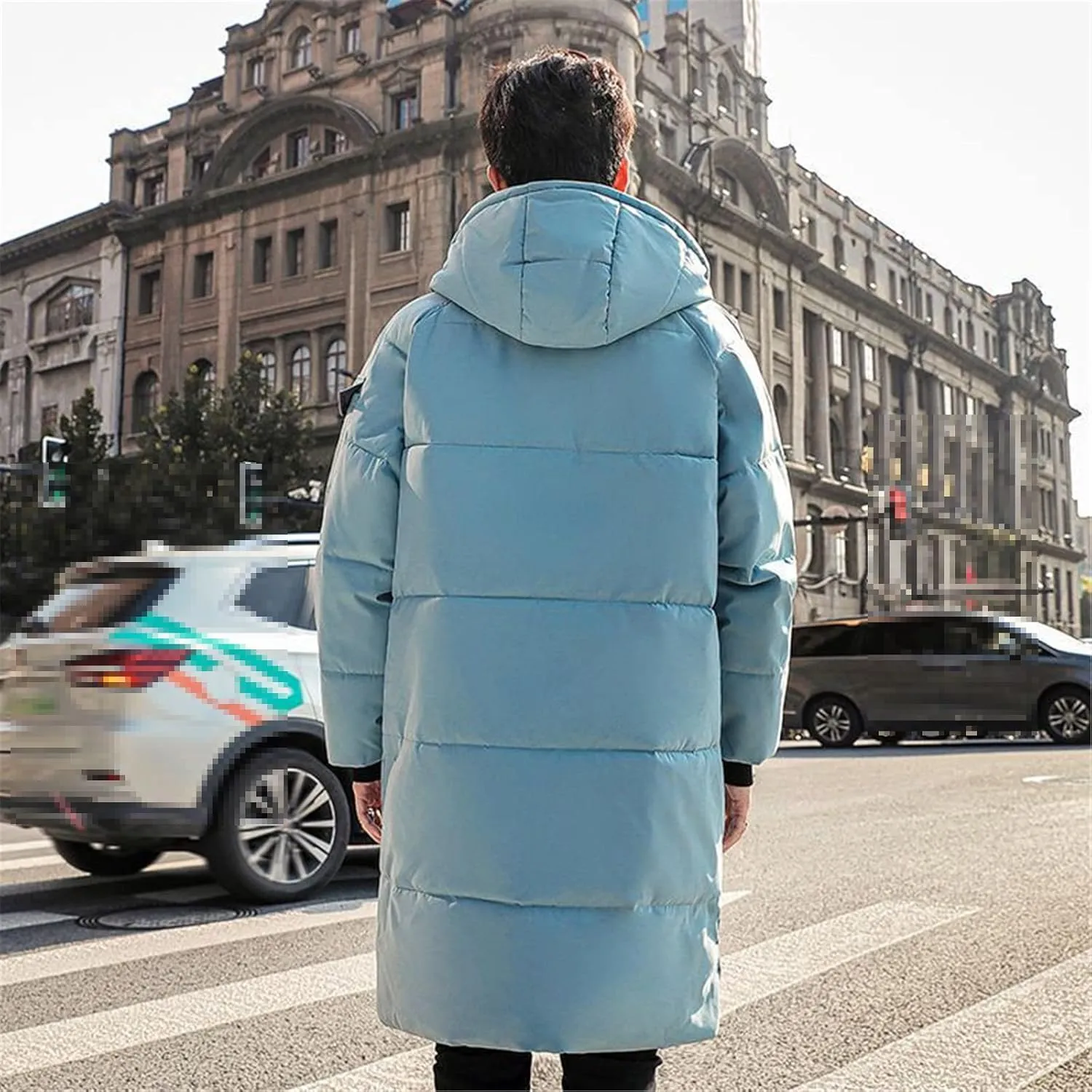 Men Parkas Winter Black Long Jacket Mens Hooded Cotton Padded Thick Warm Winter Coats With Big Pockets
