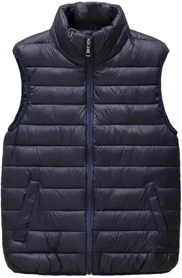 Men Sleeveless Jacket Vest Winter Fashion Cotton-Padded Coats Vests Stand Collar Warm Loose Zipper Waistcoats