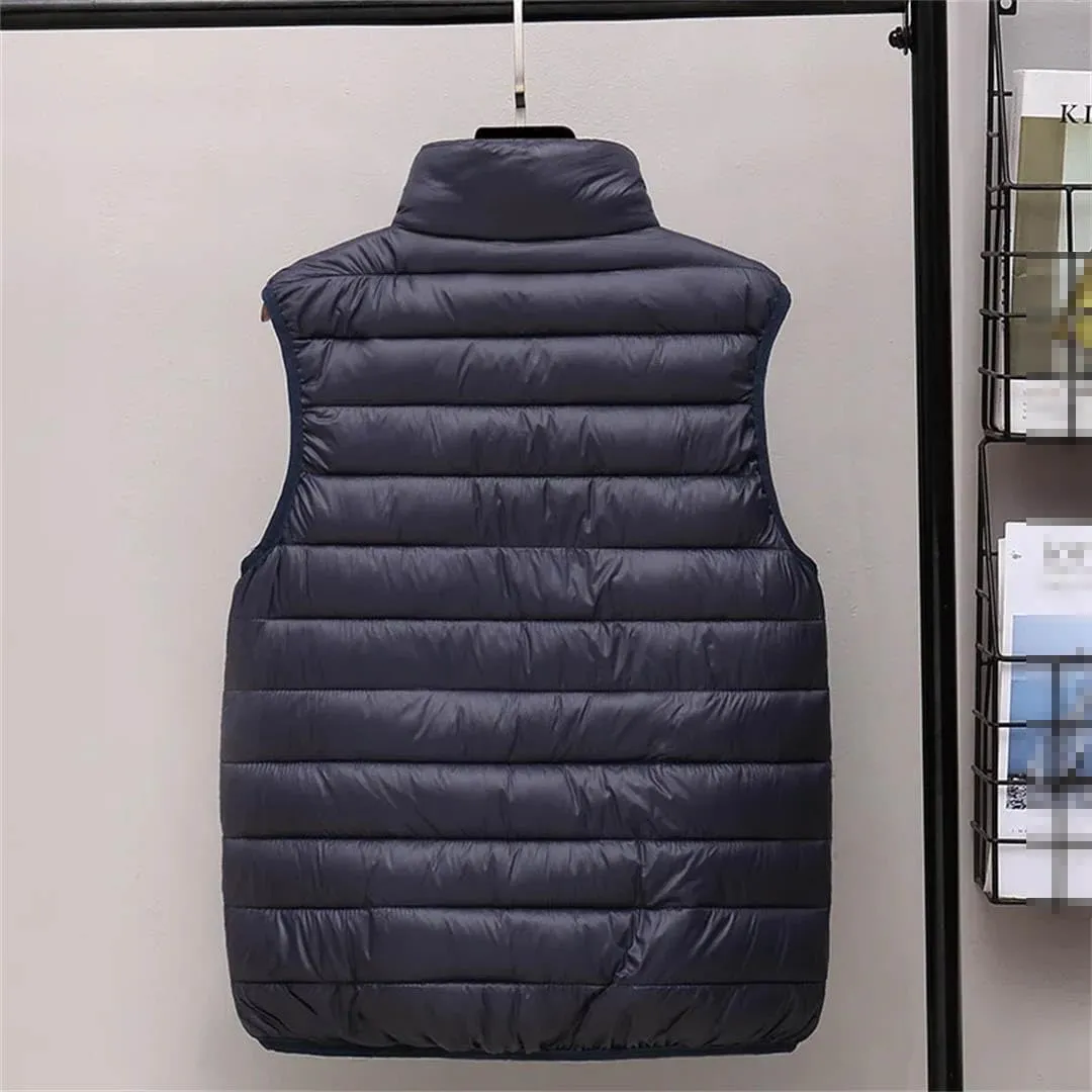 Men Sleeveless Jacket Vest Winter Fashion Cotton-Padded Coats Vests Stand Collar Warm Loose Zipper Waistcoats