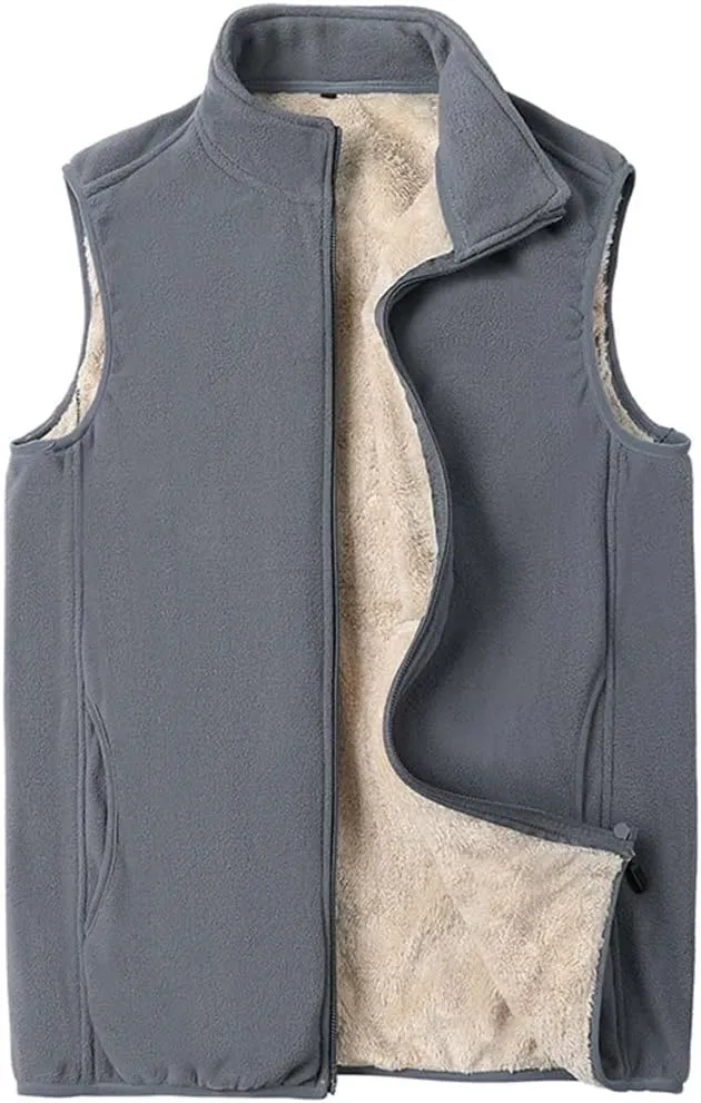 Men Wool Vest Cotton-Padded Coats Sleevelessjackets Warm Waistcoats Plus Size
