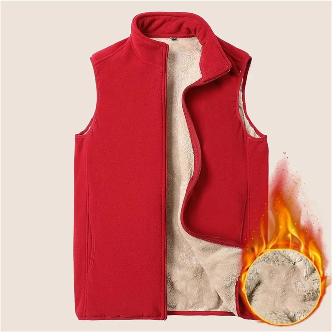 Men Wool Vest Cotton-Padded Coats Sleevelessjackets Warm Waistcoats Plus Size