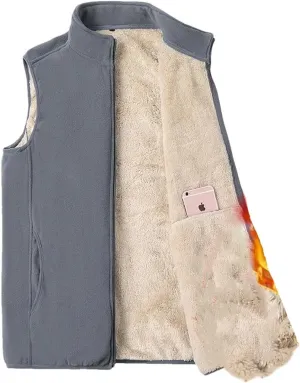 Men Wool Vest Cotton-Padded Coats Sleevelessjackets Warm Waistcoats Plus Size