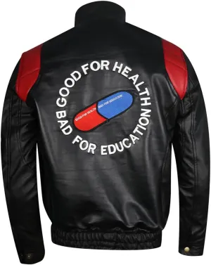 Men's Akira Shotaro Kaneda Red&Black Capsule Logo Text Cosplay Faux Leather Jacket