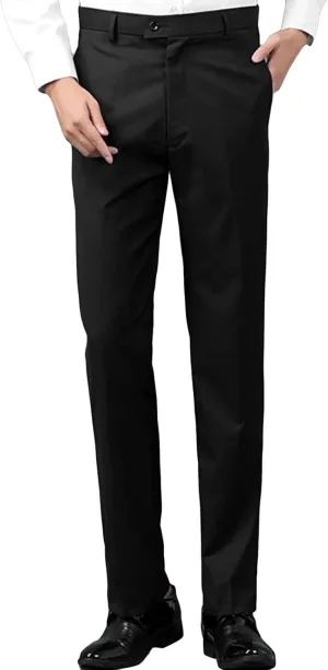 Men's Comfort Stretch Cotton Chino Pants Slim-Fit Washed Business Pant Skinny Vintage Cargo Dress Pant (XX-Large,Black)