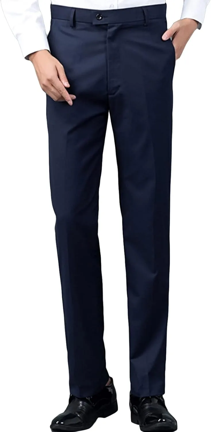 Men's Comfort Stretch Cotton Chino Pants Slim-Fit Washed Business Pant Skinny Vintage Cargo Dress Pant (XX-Large,Dark Blue)