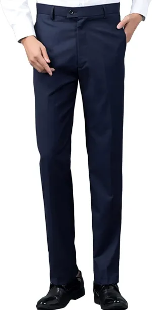 Men's Comfort Stretch Cotton Chino Pants Slim-Fit Washed Business Pant Skinny Vintage Cargo Dress Pant (XX-Large,Dark Blue)