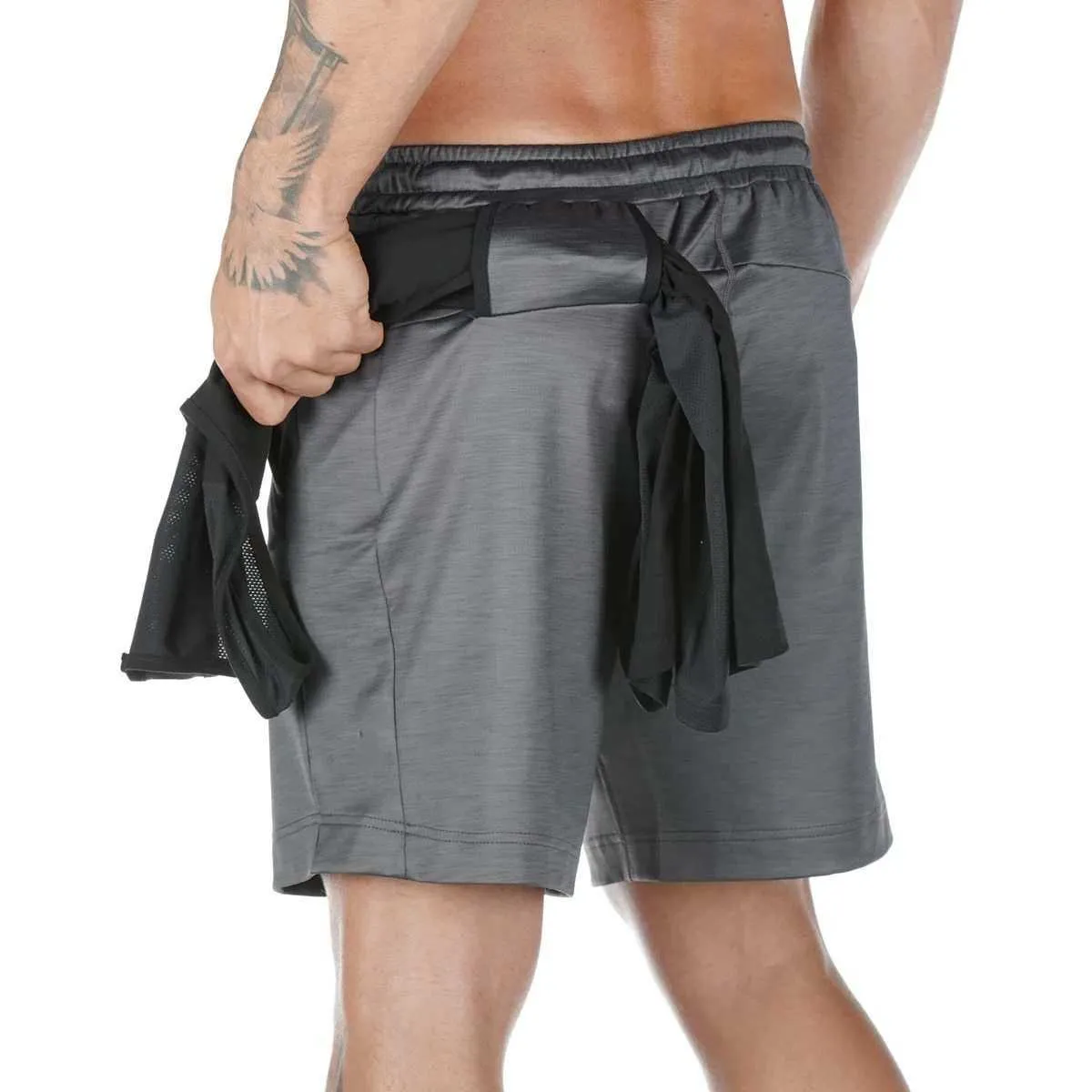 Mens Gyms Fitness Loose Breathable Quick-dry Cool Short