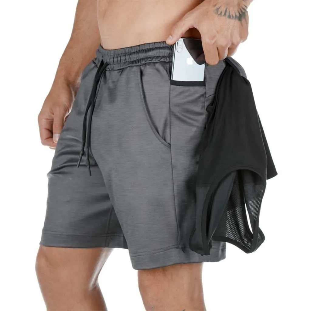Mens Gyms Fitness Loose Breathable Quick-dry Cool Short