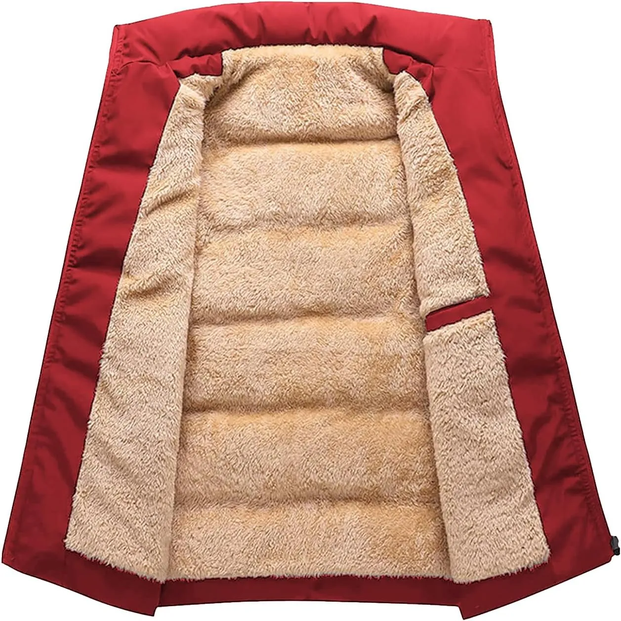 Men's Outerwear Puffer Vest Winter Fleece Lined Sleeveless Stand Collar Sherpa Windproof Waterproof Jacket Coat