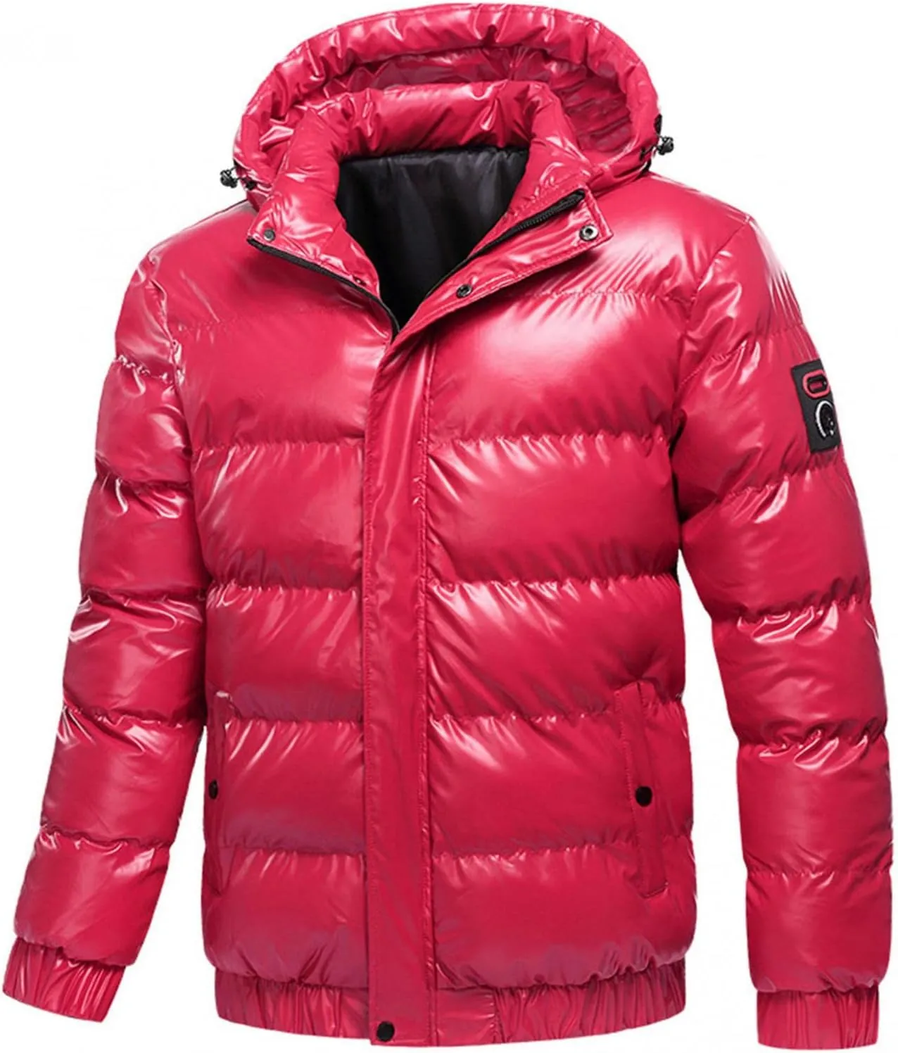 Mens Shiny Down Coat Removable Hood Winter Thicken Warmth Puffer Jacket Fashion Waterproof Parka Coat Outerwear