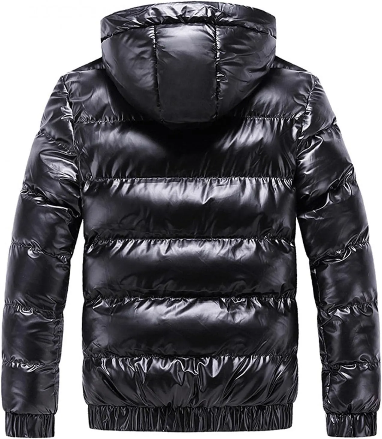 Mens Shiny Down Coat Removable Hood Winter Thicken Warmth Puffer Jacket Fashion Waterproof Parka Coat Outerwear