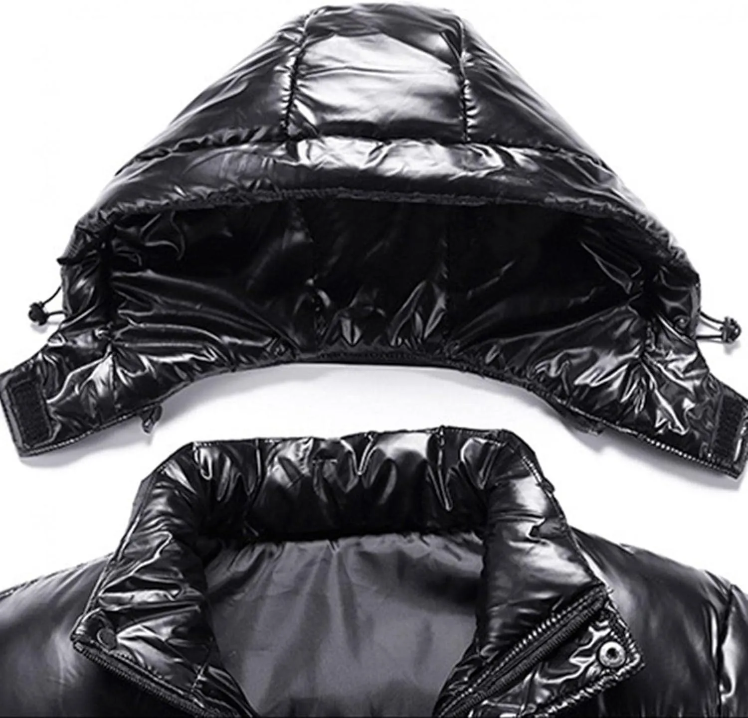 Mens Shiny Down Coat Removable Hood Winter Thicken Warmth Puffer Jacket Fashion Waterproof Parka Coat Outerwear