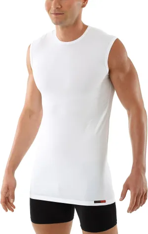 Men's Sleeveless Business Undershirt with Crew Neck Stretch Cotton White