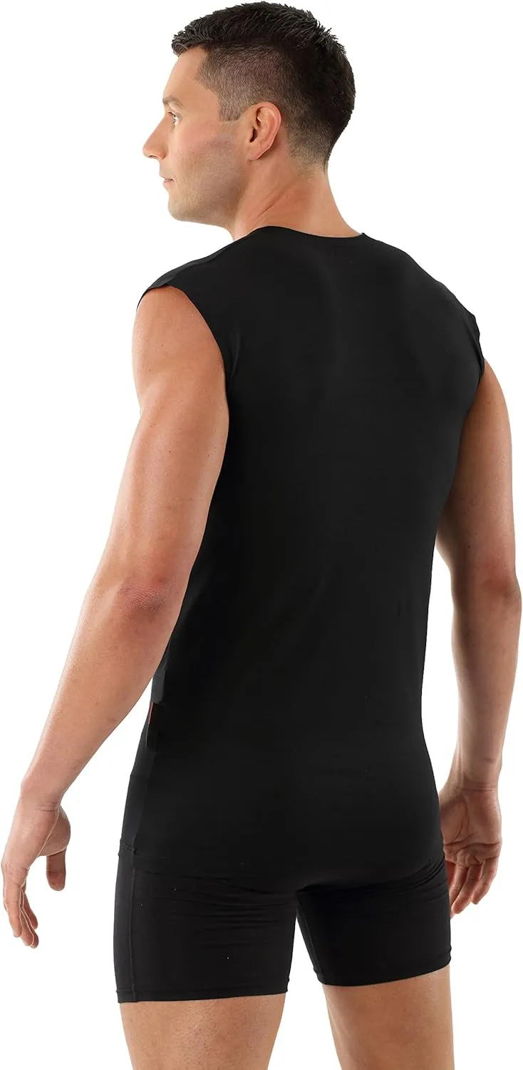 Men's Sleeveless v-Neck Business Undershirt Stretch Cotton Black