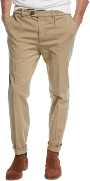 Mens Slim Fit Cotton Stretch Chino Pants 36 Khaki
