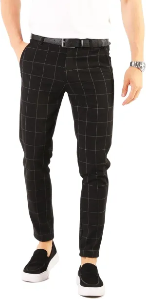 Mens Slim Fit Pants - Stretch Cotton Chinos Pants - Casual Golf Business Skinny Dress Pants for Men