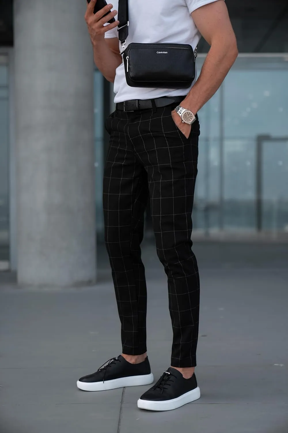 Mens Slim Fit Pants - Stretch Cotton Chinos Pants - Casual Golf Business Skinny Dress Pants for Men