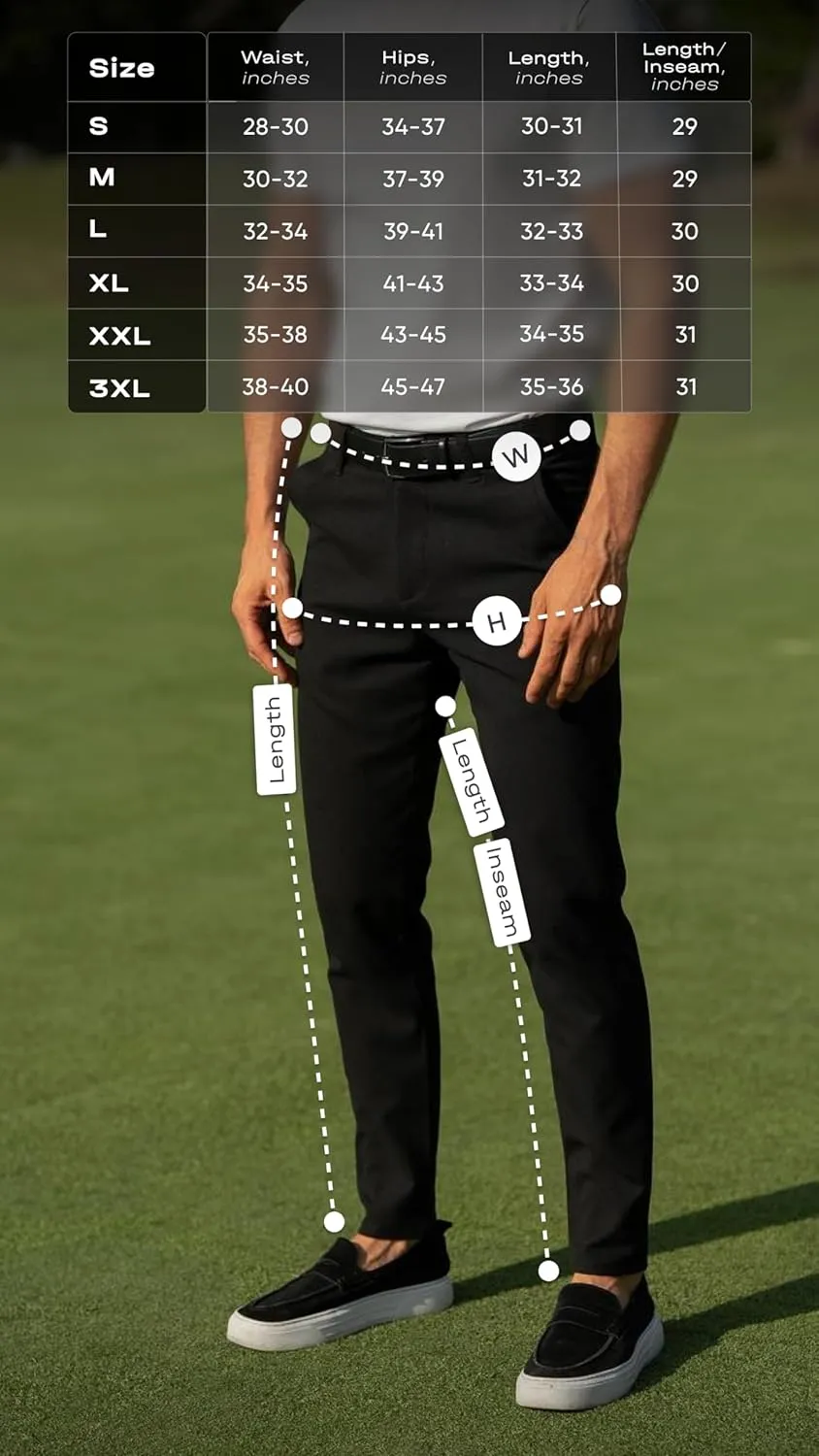 Mens Slim Fit Pants - Stretch Cotton Chinos Pants - Casual Golf Business Skinny Dress Pants for Men