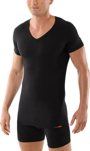 Men's v-Neck Business Undershirt with Short Sleeves Stretch Cotton White