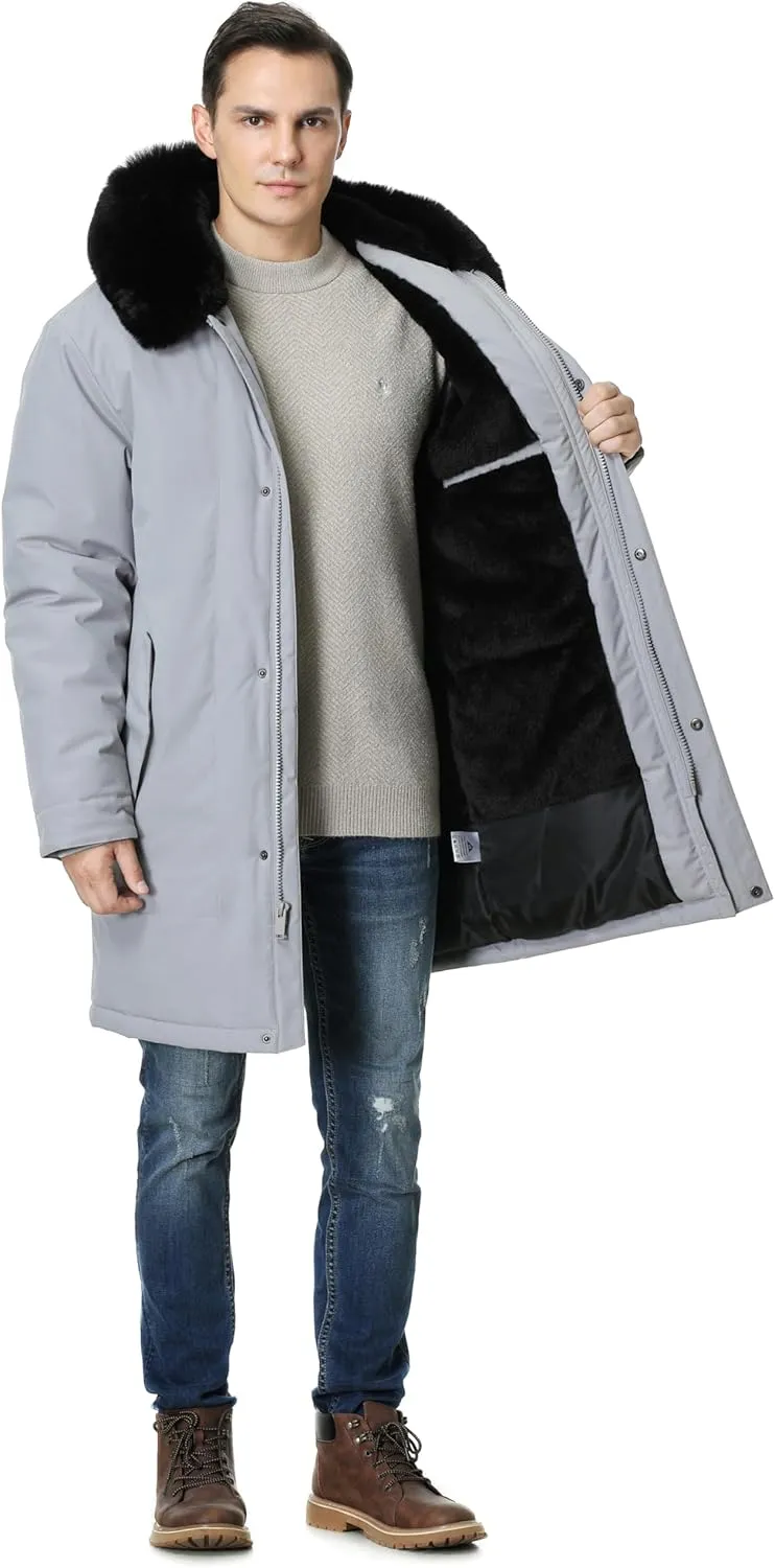 Men's Waterproof Winter Coat Warm Long Down Parka Coat Wind and Water Resistant Puffer Jacket with Hooded
