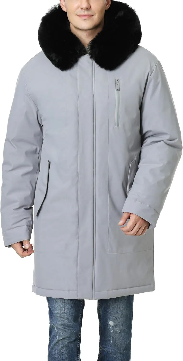 Men's Waterproof Winter Coat Warm Long Down Parka Coat Wind and Water Resistant Puffer Jacket with Hooded