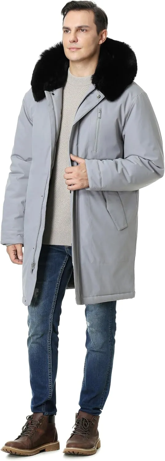 Men's Waterproof Winter Coat Warm Long Down Parka Coat Wind and Water Resistant Puffer Jacket with Hooded