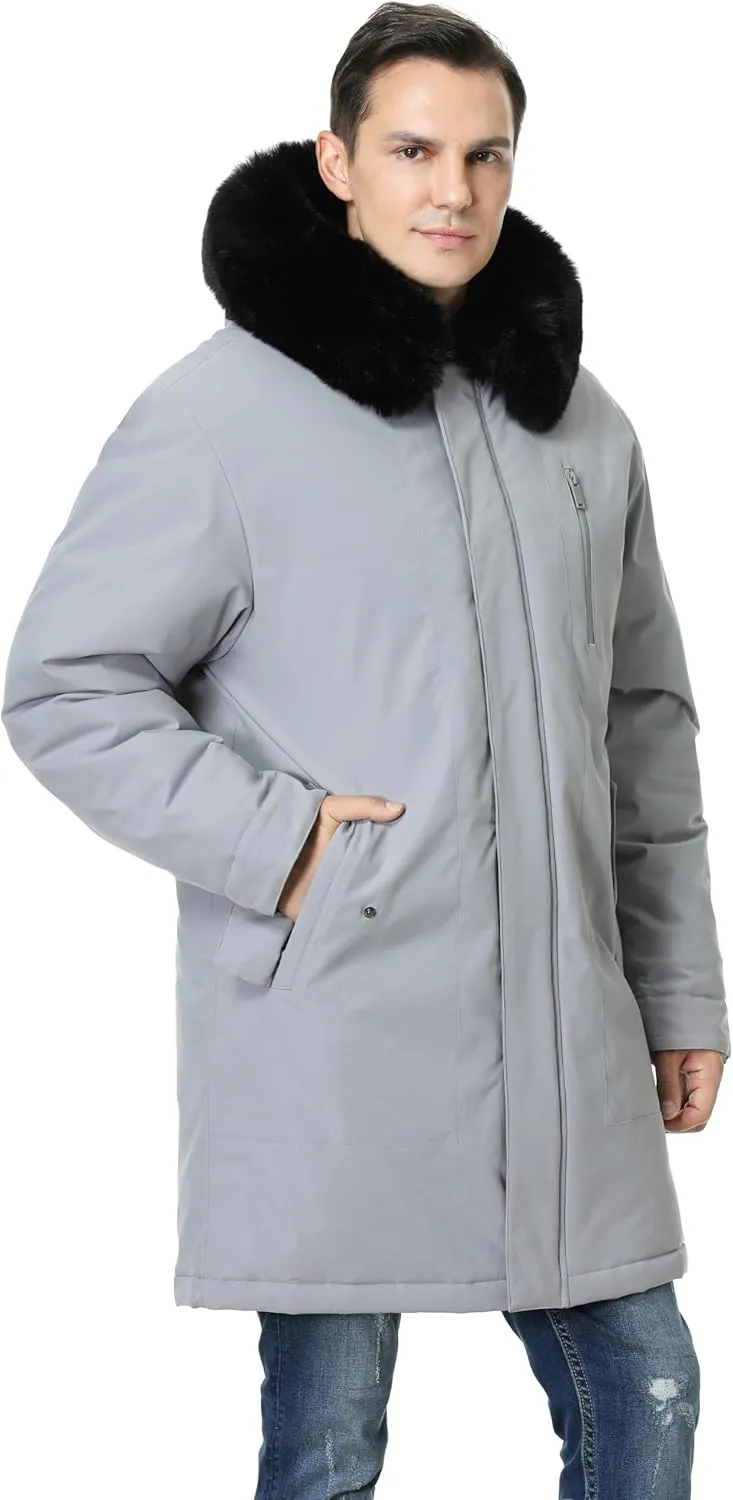 Men's Waterproof Winter Coat Warm Long Down Parka Coat Wind and Water Resistant Puffer Jacket with Hooded