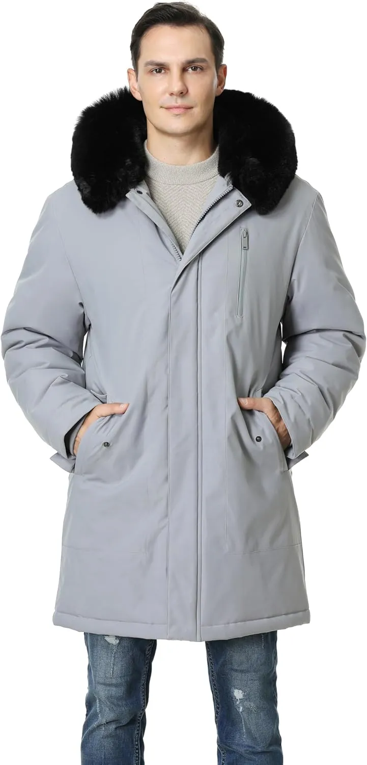Men's Waterproof Winter Coat Warm Long Down Parka Coat Wind and Water Resistant Puffer Jacket with Hooded
