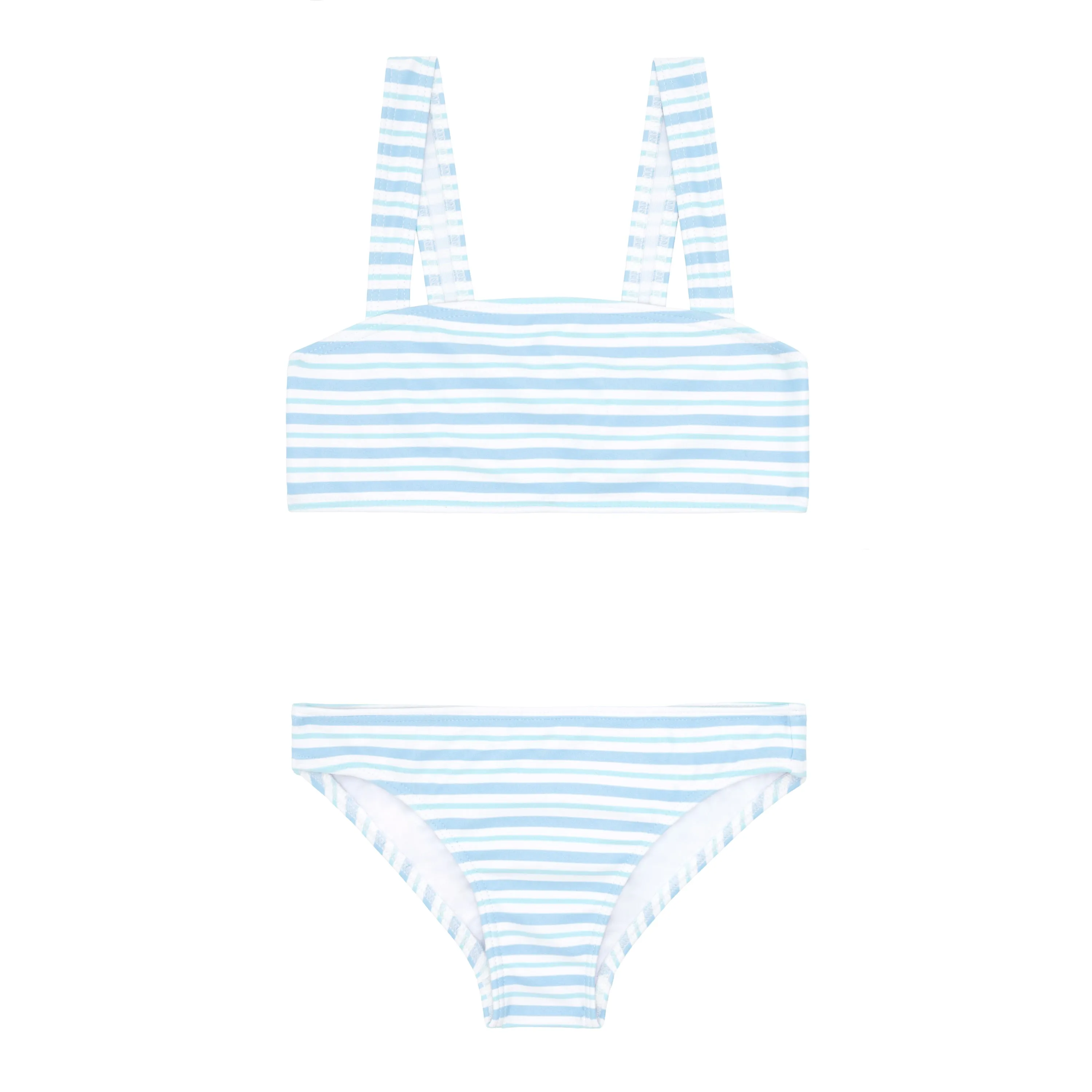 minnow x j.crew girls peri blue stripe bandeau bikini