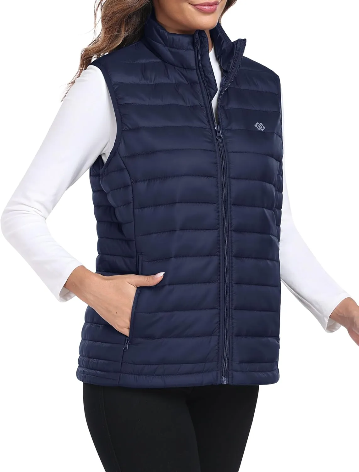 MoFiz Women's Puffer Vest Lightweight Hooded Warm Fleece Lined Hybrid Softshell Hiking Winter Sleeveless Zip Vest