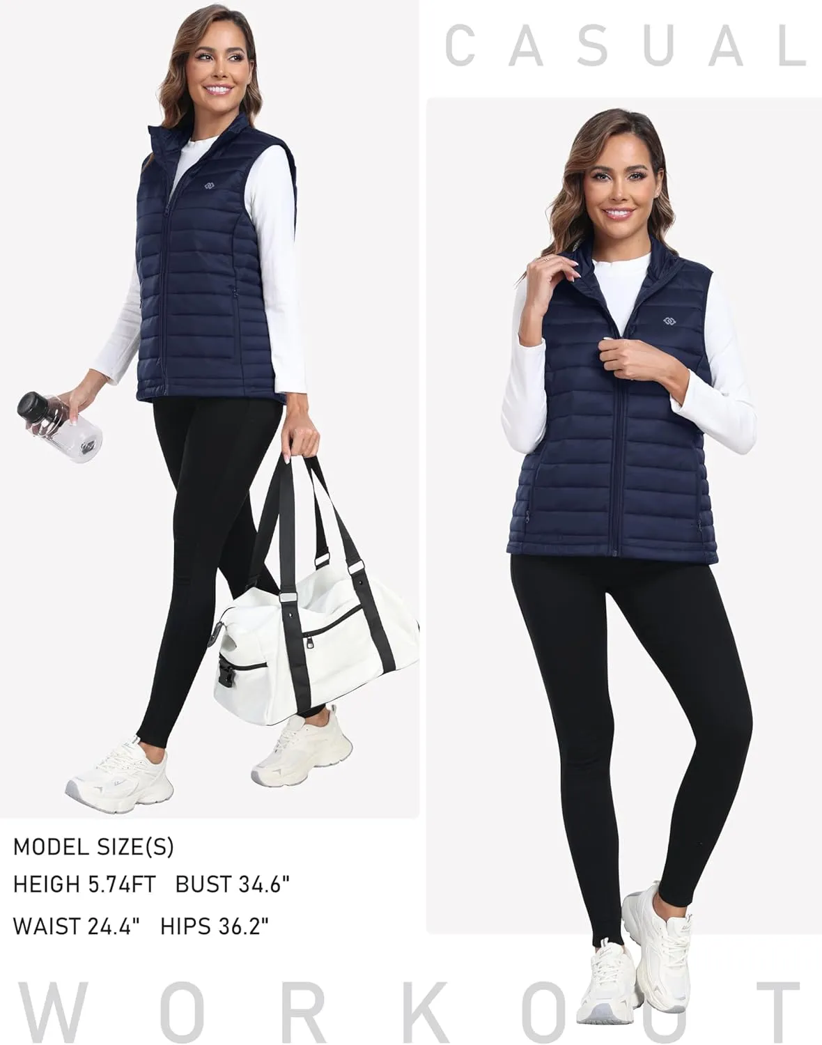 MoFiz Women's Puffer Vest Lightweight Hooded Warm Fleece Lined Hybrid Softshell Hiking Winter Sleeveless Zip Vest