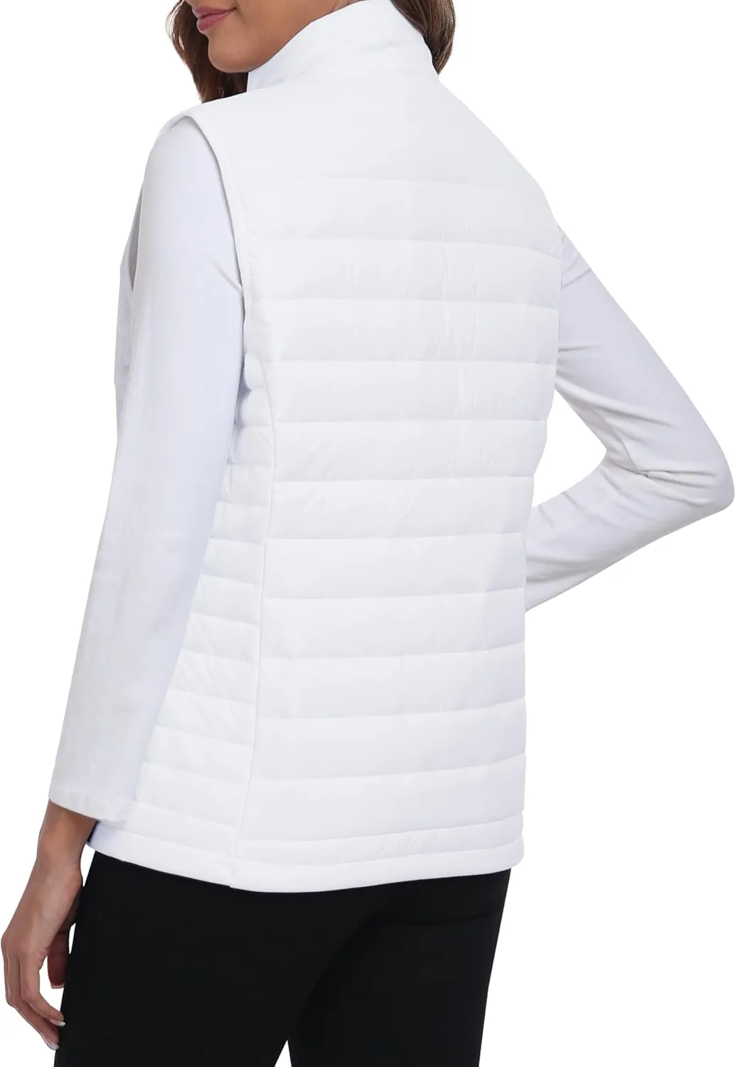 MoFiz Women's Puffer Vest Lightweight Hooded Warm Fleece Lined Hybrid Softshell Hiking Winter Sleeveless Zip Vest